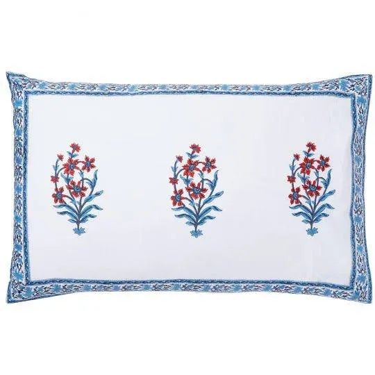 Indian Anna-Nargis Blue & Orange Reversible Pillow Case For Sale - Image 3 of 4