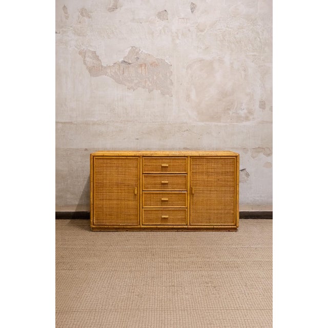 Wood Bamboo and Woven Rush Sideboard, 1970s For Sale - Image 7 of 7