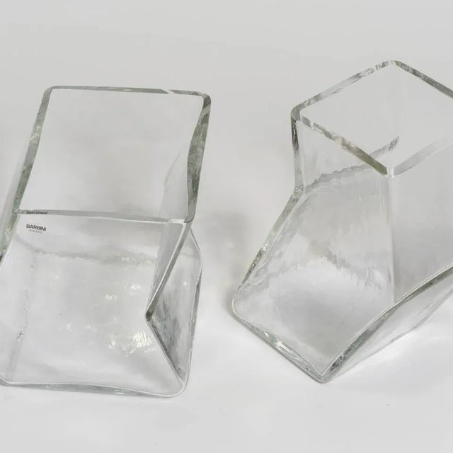 Glass 1970s Mid-Century Barbini Architectural Glass Vases - A Pair For Sale - Image 7 of 8