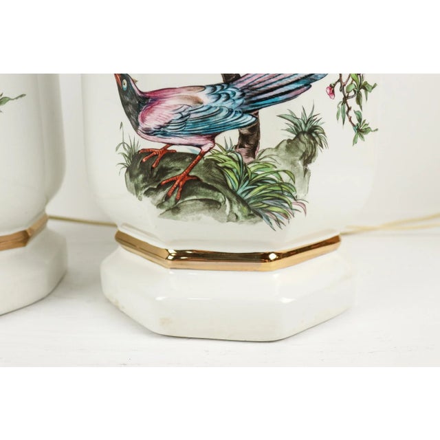 Mid 20th Century Floral Bird Jar Lamps - A Pair For Sale - Image 4 of 7