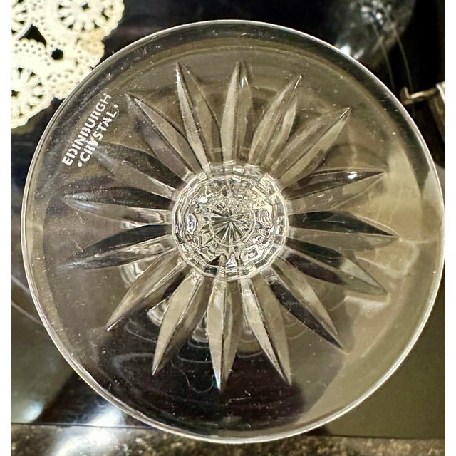 Mid 19th Century Edinburgh Crystal Ships Decanter With 6 Glasses and Silver Tray For Sale In Houston - Image 6 of 12