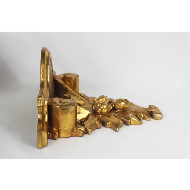 Rococo Italian Rococo Style Carved Floral Gilt Wood Wall Bracket For Sale - Image 3 of 7