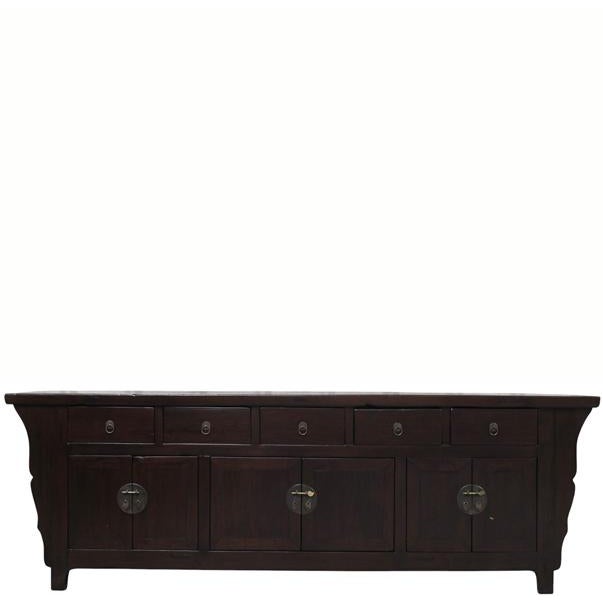 93" Long Antique Chinese 5 Drawer Buffet Sideboard Cabinet For Sale - Image 11 of 11