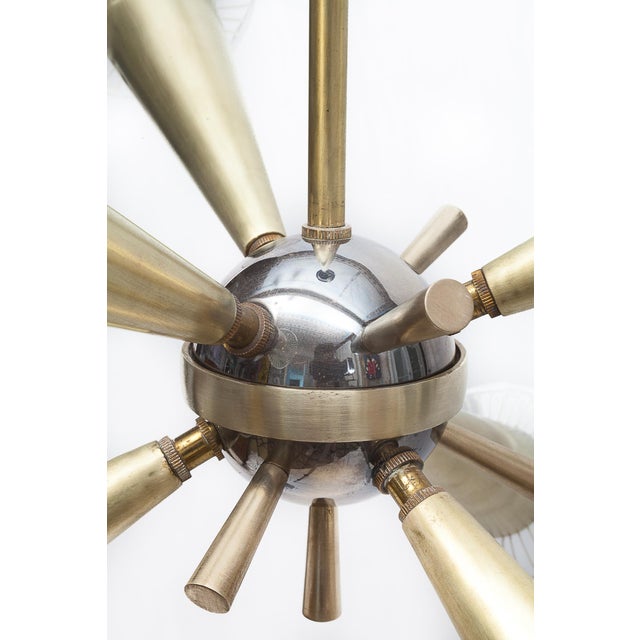 Gold Vintage Sputnik Six-Light Chandelier, 1950s For Sale - Image 8 of 9