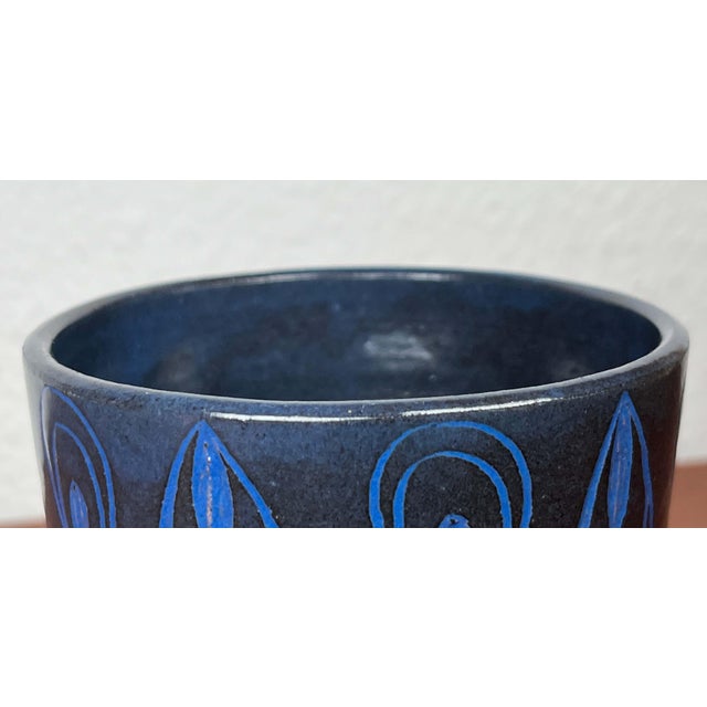 Mid-Century Modern Germany Blue Ceramic Candle Holder from Gebr. H.u.G. Claussen, 1960s For Sale - Image 6 of 13