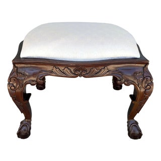 Late 20th Century Mahogany Upholstered Vanity Bench For Sale