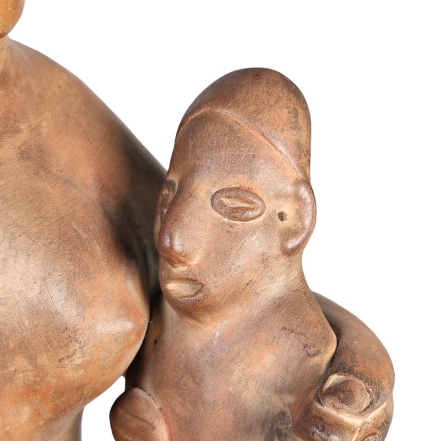 Mid 20th Century Texcoco Mexico Terracotta Mother and Child Sculpture, 10.375", Primitive Modern For Sale - Image 5 of 11