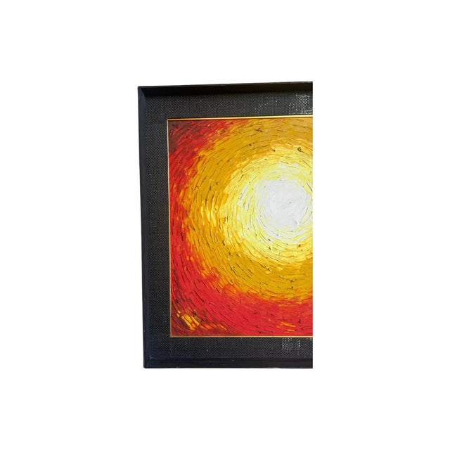 we have for your consideration a very gorgeous vintage pallet knife abstaract sun oil painting. painting depicts gorgeous...
