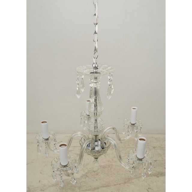 Restored Vintage Art Deco Five Arm Crystal Chandelier For Sale - Image 9 of 11