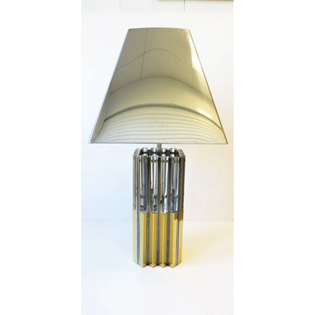 70s Modern Brass Chrome & Lucite Table Lamp, Circa 1970s, After Charles Hollis Jones For Sale - Image 13 of 13