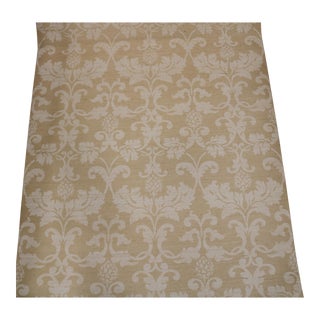 Schumacher Grasscloth Damask Wallpaper 'Beau Damasse' - 4 Double Rolls For Sale