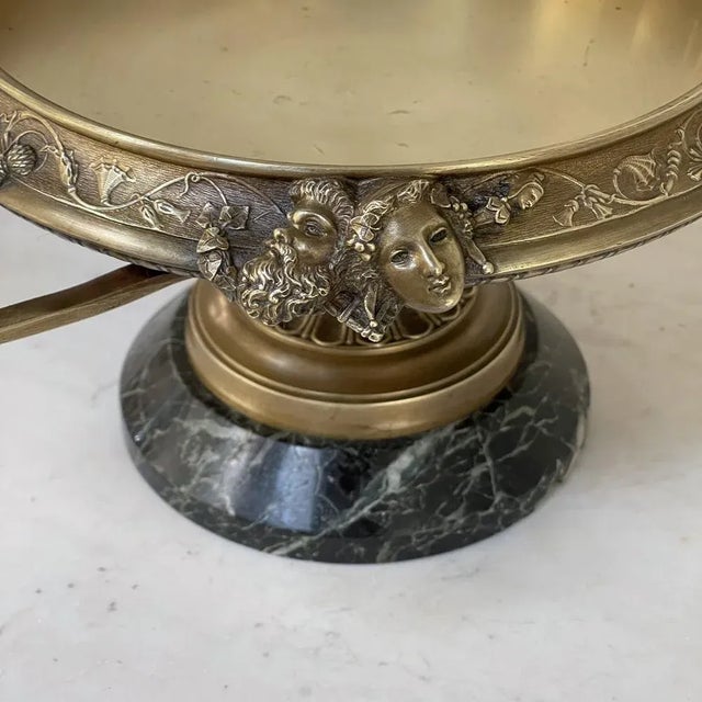 Bronze 19th Century Napoleon III Period Bronze Centerpiece ~ Compote on Marble Base For Sale - Image 8 of 13