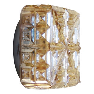 Mid-Century Modern Square Amber Glass Flush Mount For Sale