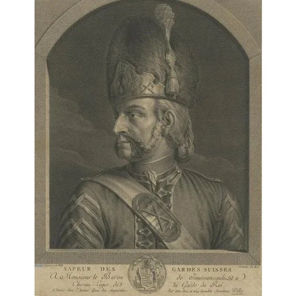 Wille, A Sapper of the Swiss Guards at the Vatican, 1779, Copper Engraving For Sale - Image 3 of 6