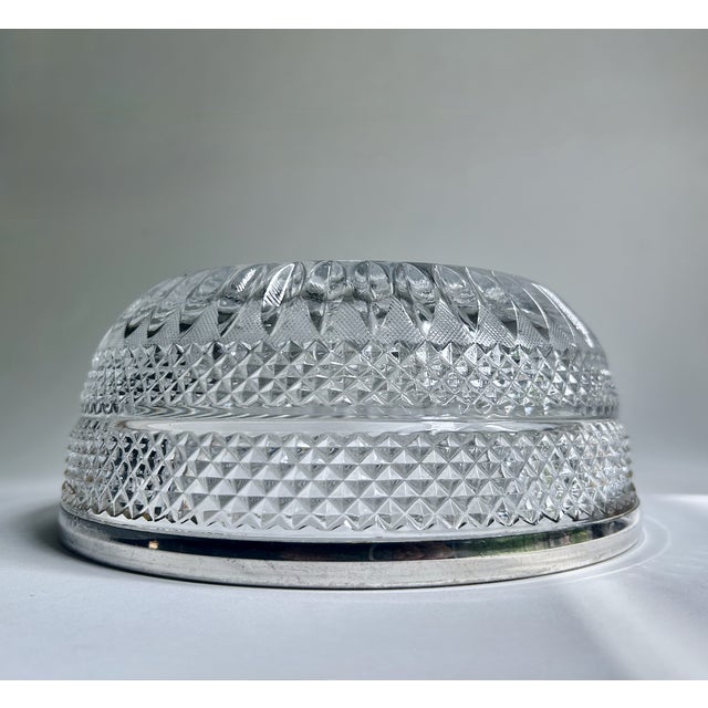 Mid 20th Century Stamped German Silver Plate Rimmed Clear Lead Crystal Serving Bowl For Sale - Image 13 of 18