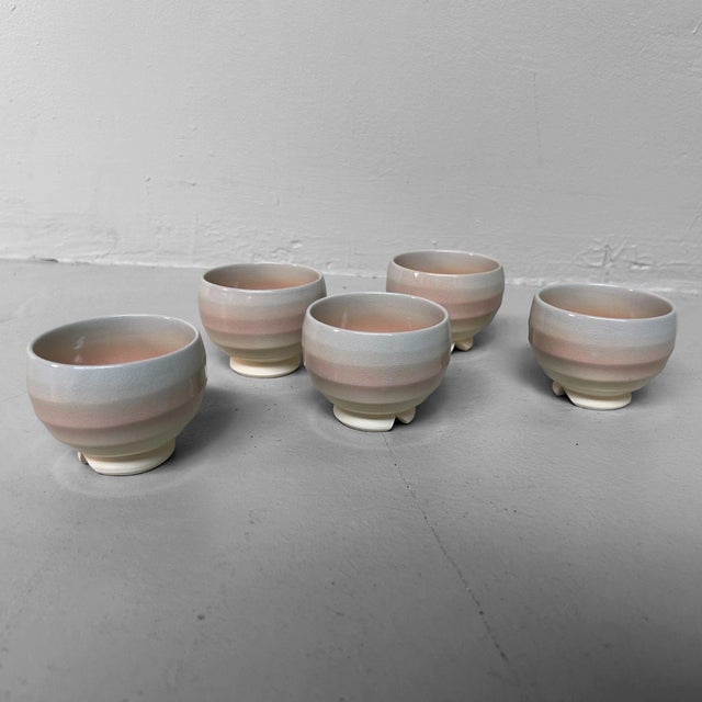 Japanese Hagi-Yaki Yunomi Tea Cups, 1980s, Set of 5 For Sale - Image 15 of 15