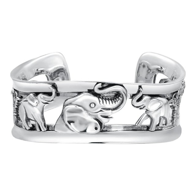 Vintage Kieselstein Cord Sterling Silver Elephant Cuff Bracelet For Sale