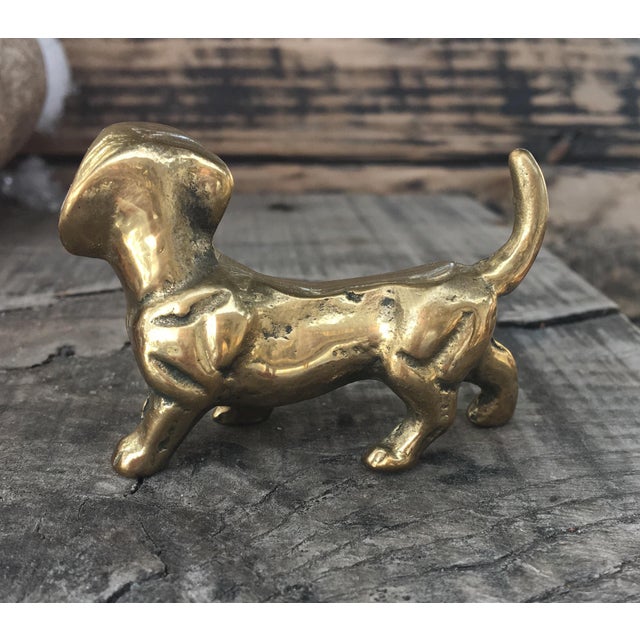 Small Vintage Solid Brass Dachshund Dog Chairish
