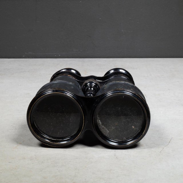 Black 19th C. Leather Wrapped Sportier Paris Day Night Binoculars c.1880s For Sale - Image 8 of 9