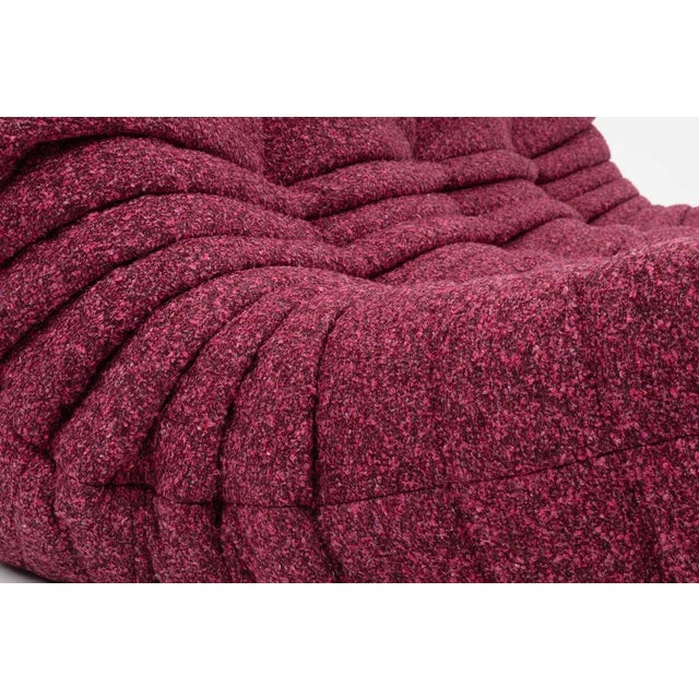 Ligne Roset Togo Three-Seater Sofa in Burgundy Bouclet by Michel Ducaroy for Ligne Roset For Sale - Image 4 of 18