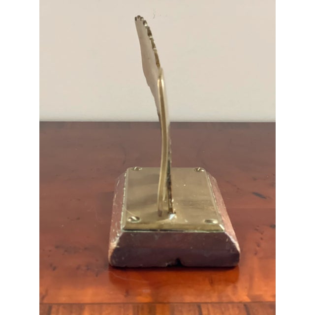 Vintage Brass Lion and Wood Bookends- Set of 2 For Sale - Image 11 of 12