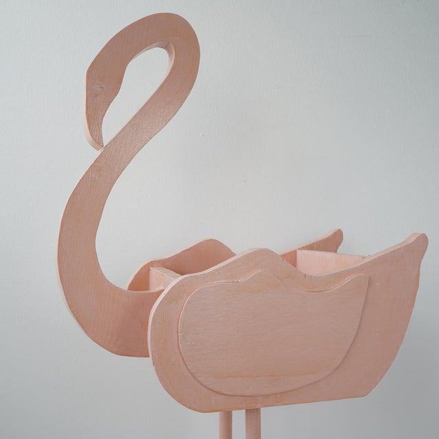 Vintage Artist Studio Handmade Wood Flamingo Planter For Sale - Image 13 of 16