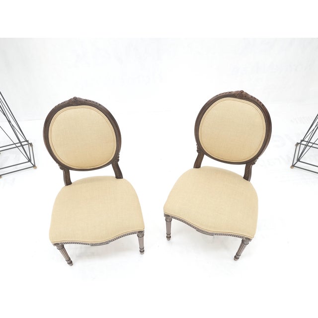 Pair of Finely Carved Walnut Cameo Back Louis XVi Side Fire Chairs New Upholster For Sale - Image 6 of 17