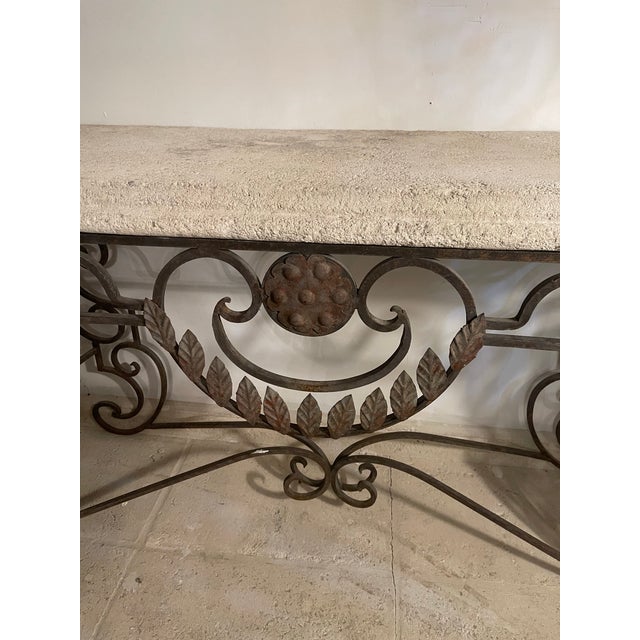 Vintage Cast Iron Console Top Stone French For Sale - Image 4 of 12
