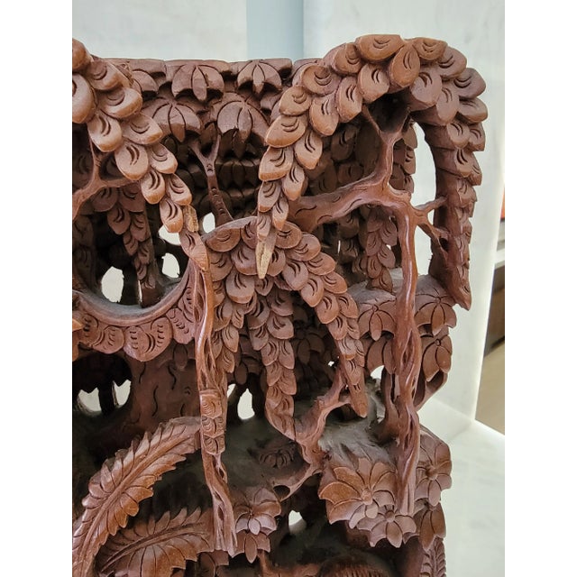 Vintage Indonesian Balinese Hand Carved Wooden Wall Panel For Sale - Image 4 of 11