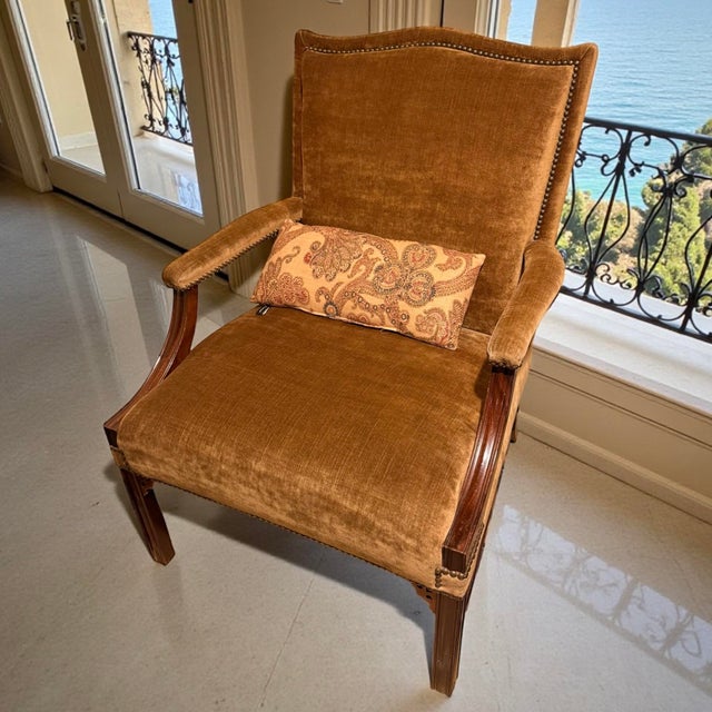 Elegant Traditional Wingback Accent Chair in Velvet — Two Available A refined, tailored accent chair featuring a classic...