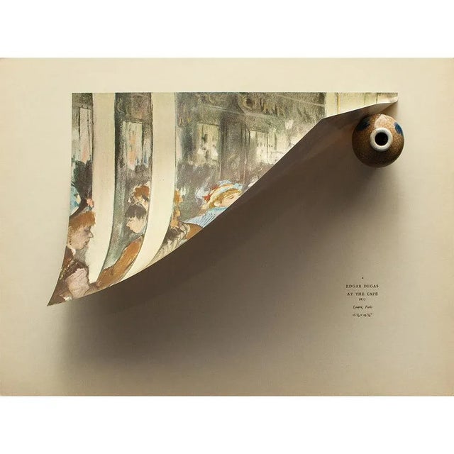 The School of Paris 1940s After Edgar Degas "At the Cafe" Vintage Full Color Print From Geneva For Sale - Image 3 of 8