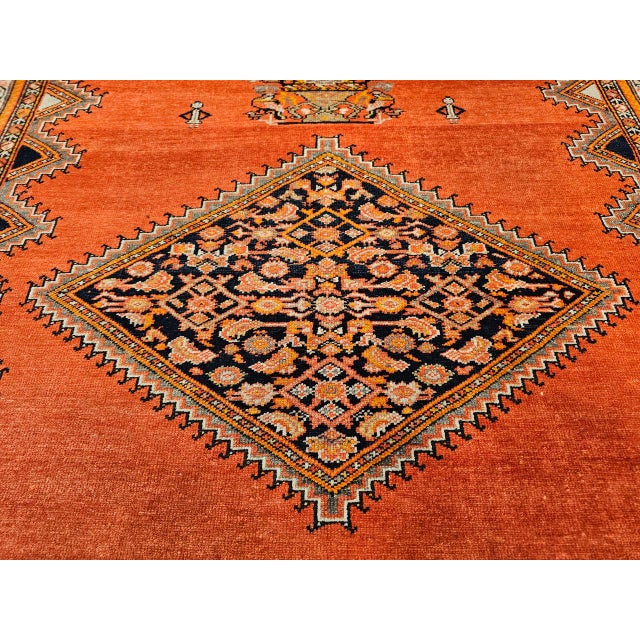 Persian Vintage Malayer Area Rug, Hand-Knotted Wool, Geometric Tribal Pattern, 4x7, Terracotta & Navy For Sale - Image 3 of 18