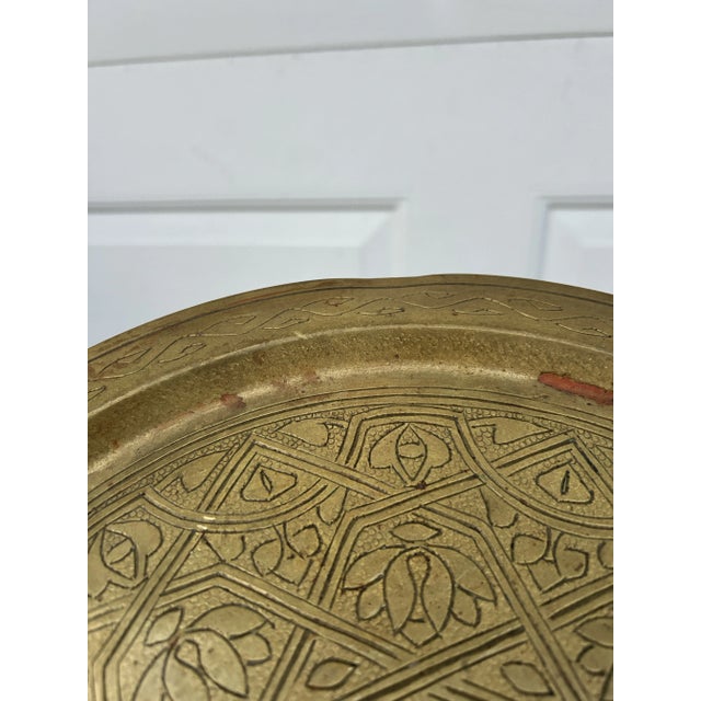 Moroccan 12 Inch Brass Decorative Plate For Sale - Image 3 of 6