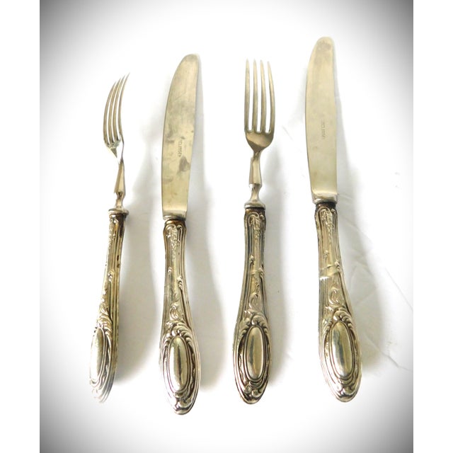 Solingen German 800 Continental Silver-Handled Set, Knife & Fork, Set of Two For Sale - Image 10 of 12