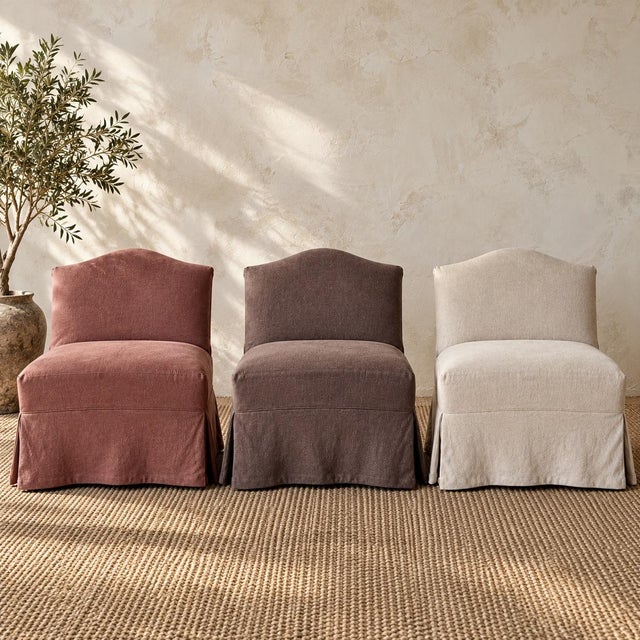2020s Kosa Armless Chair Slip Covered in 100% Pure Belgian Linen- Terracotta For Sale - Image 5 of 5