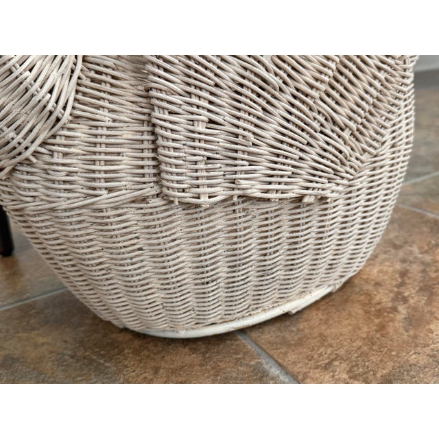 Mid 20th Century Woven Wicker Rattan Goose or Swan Basket For Sale - Image 10 of 11