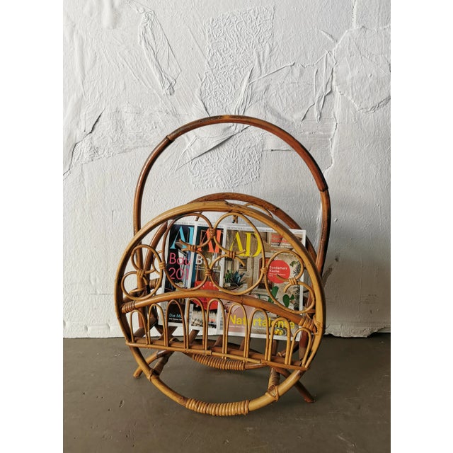 Mid-Century Rattan Magazine Rack, 1960s For Sale - Image 10 of 11