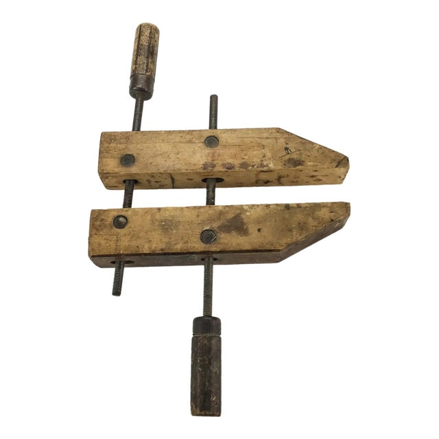 Vintage Solid Wood Carpenter Screw Clamp For Sale