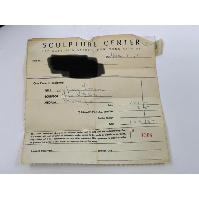 Metal 1950s Bronze Stag by the noted American Sculptor Frank Eliscu Original Receipt For Sale - Image 7 of 15