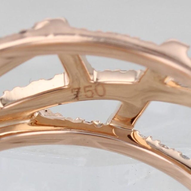 Modern 0.80ctw Diamond Abstract Lattice Work Ring 18k Rose Gold Size 6.75 Band For Sale - Image 3 of 8