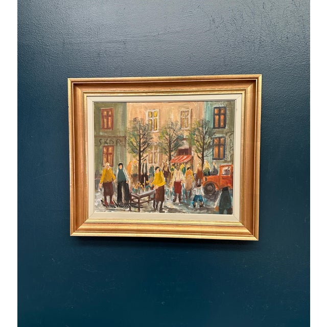 Arne Wallsten, Market Scene, 1960s, Oil Painting on Canvas, Framed For Sale - Image 18 of 18