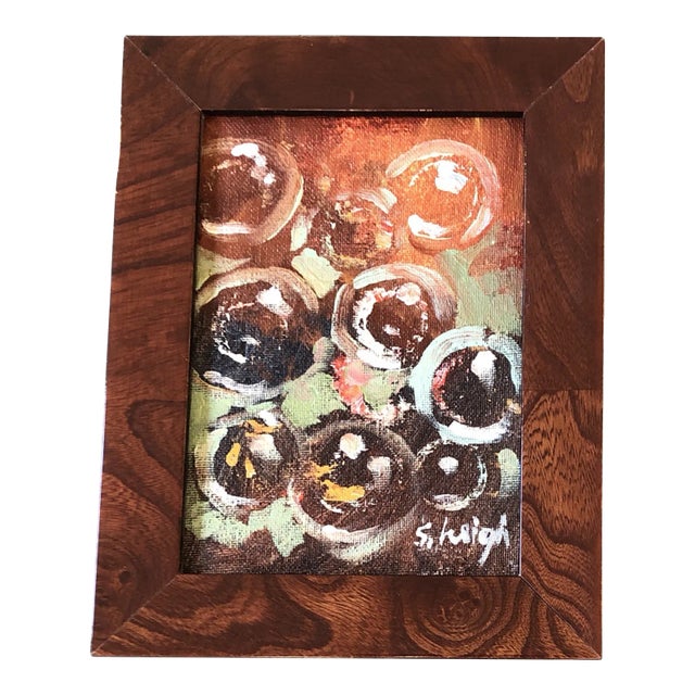 Original Contemporary Stephen Heigh Abstract Painting “Bubble’s “ Vintage Frame Signed For Sale