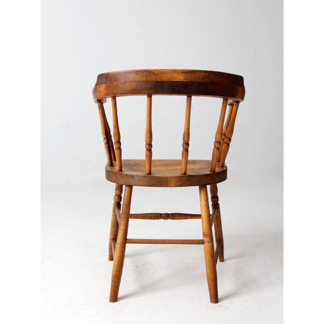 Antique Windsor Captain’s Chair Wood Spindle Armchair For Sale - Image 12 of 14