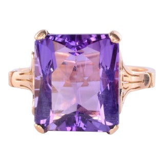 1940s 7.50 Carats Amethyst Ring Size 9.5 For Sale