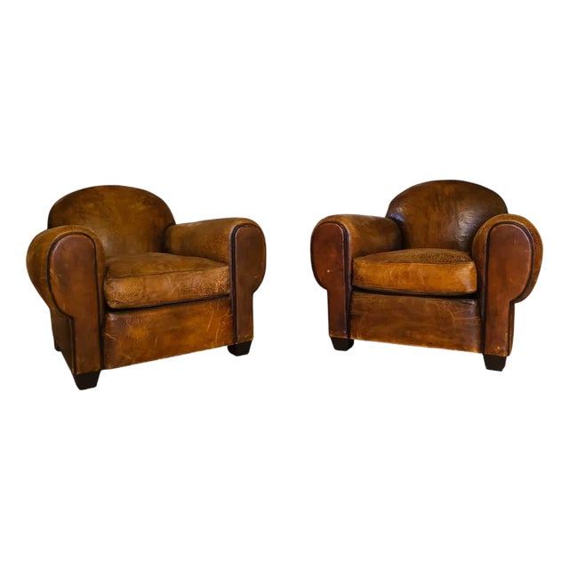 A Pair of Custom Normandy Club Chairs Attributed to Jean De Merry, 20th Century For Sale