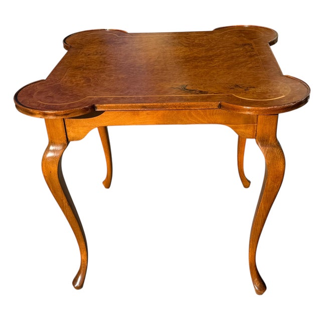 Italian Vintage Italian Burlwood Mahjong Game Table For Sale - Image 3 of 5