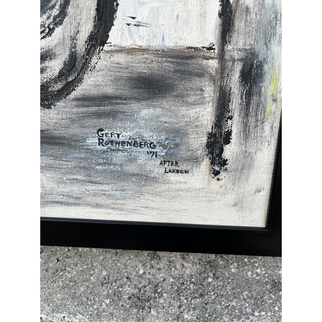 Black Mid Century Modern "Kristina" Wall Art Painting After Christian Bjorn Larse, Framed and Signed by the Artist For Sale - Image 8 of 10