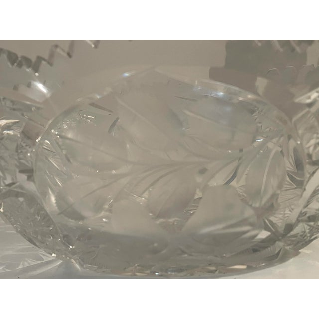 Exquisite Antique Cut Glass Bowl. The Large 12" oval bowl is American Brilliant Handcut Crystal in the Pear and Hobstar...