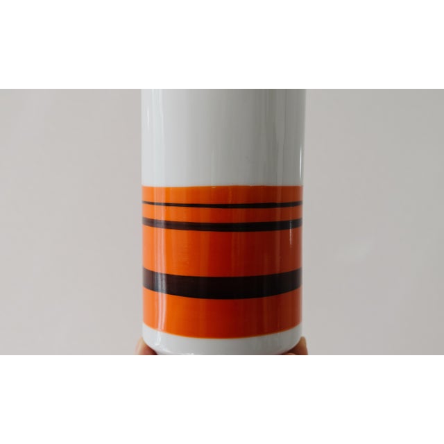 White Mid-Century Royal Porzellan Bavaria Kpm Orange & White Porcelain Pitcher Vase For Sale - Image 8 of 10