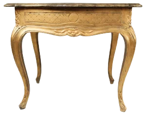 Rococo Revival Side Table with Marble Table Top and Frame of Gilded Wood, 1860s